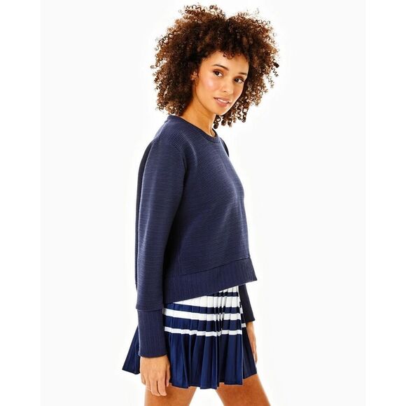 NWT Addison Bay The Everyother Day Crewneck Ribbed Navy Blue Size XL $168 MSRP - Picture 3 of 10